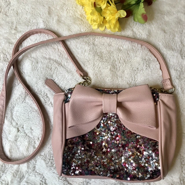 Betsey Johnson Fairy Bow Pink Sequin Multicolor Sparkle Crossbody Bag Purse Betsey Johnson Fairy Bow Pink Sequin Multicolor Sparkle Crossbody Bag Purse
