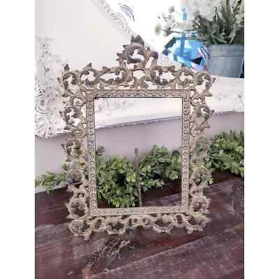 Antique Victorian Ornate Large Cast Iron Picture Frame 17" Tall * Self Standing