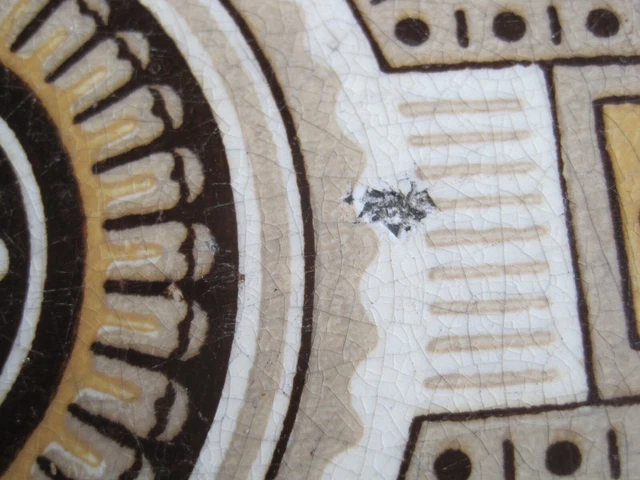 Antique 6" Victorian Mintons Browns On Buff Aesthetic  Design Wall Tile  #1723 2