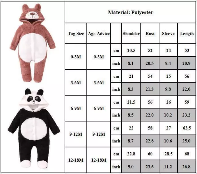 Newborn Baby Boy Girl Kid's Elephant Panda Bear Hooded Romper Jumpsuit Bodysuit▫ 3