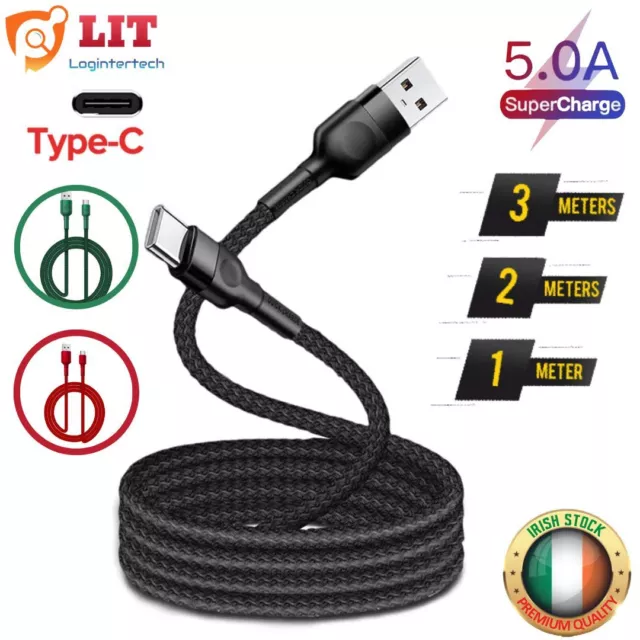 5A Résistant USB Type C Chargement Câble Tressé Rapide Téléphone Chargeur Fishc