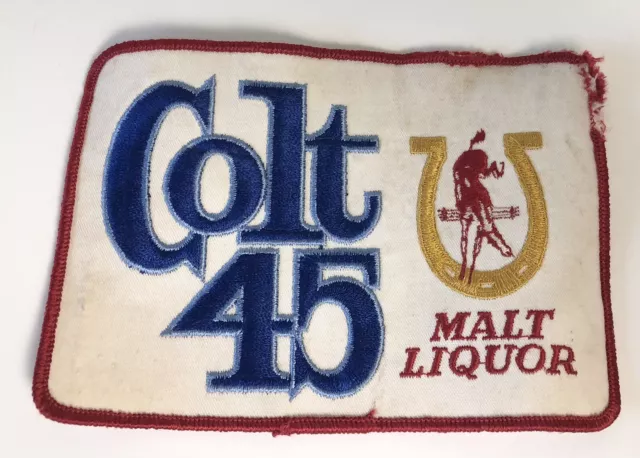 Large Colt 45 Malt Liquor Beer Patch National Brewing 7" Frayed Corner