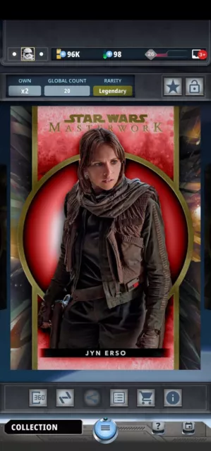 Topps Star Wars Card Trader Masterwork 24 Jyn Erso Legendary Base Red