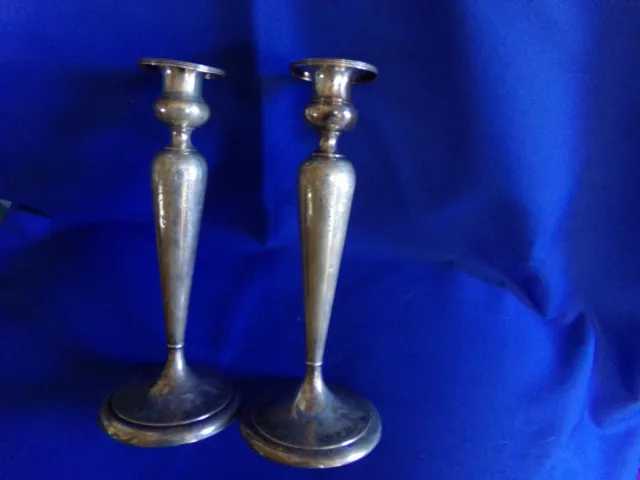 Matching Pair Sterling Art Deco 8 3/4" Candlesticks-App 13 Troy Ounces-No Res