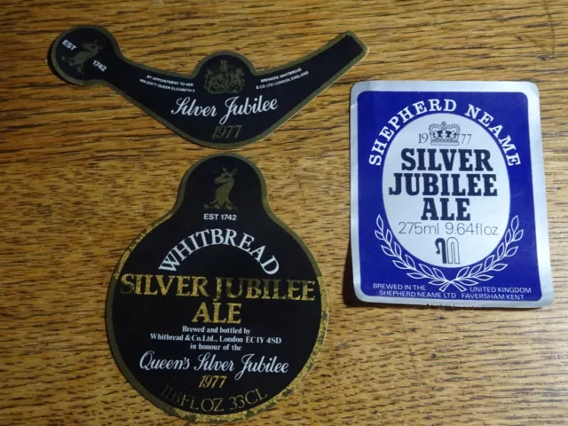 Silver Jubilee 1977 Unused Beer Bottle Labels. Whitbread and Shepherd Neame Ale