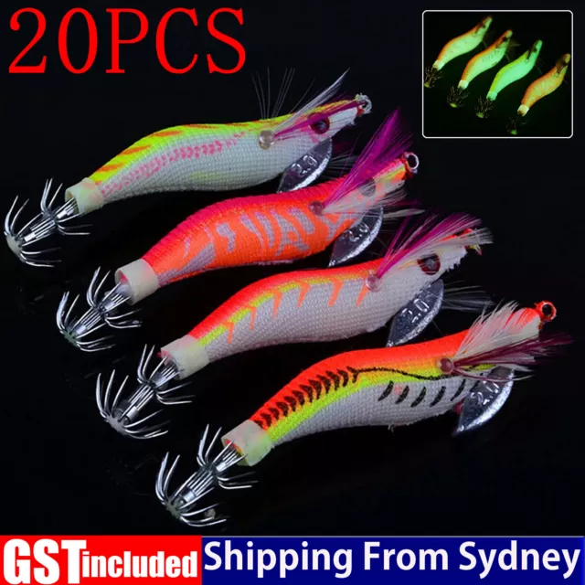 20PCS SQUIDS JIGS Lure Glow Tail Tackle Calamari Squid Jigs Fishing Lures  New AU $24.68 - PicClick AU