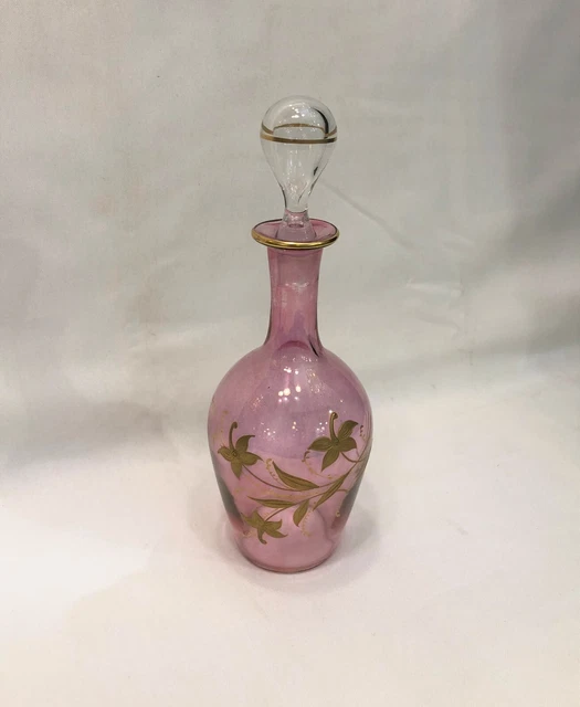 Carafe de cave à liqueurs en cristal émaillé et doré XIX 19eme Service 21,5 cm