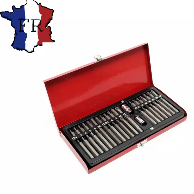 EMBOUTS TORX 6 PANS SPLINE XZN - COFFRET 40 EMBOUTS CHROME