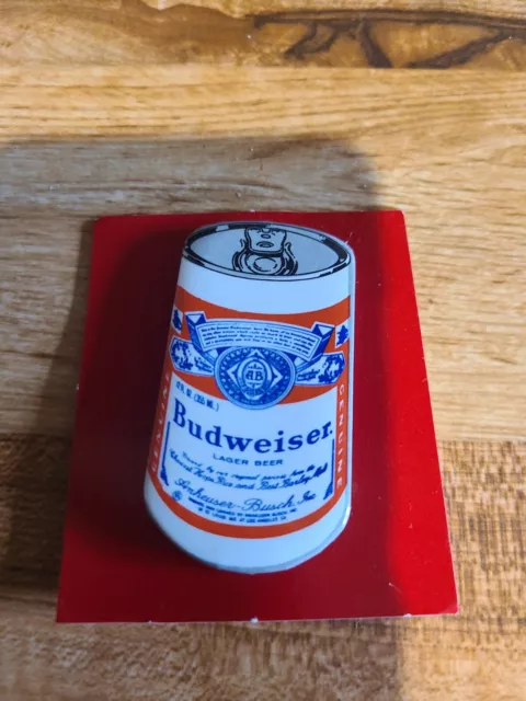 Vintage Budweiser Beer Can, Anheuser-Bush Bud Pin, New On Card FREE SHIPPING