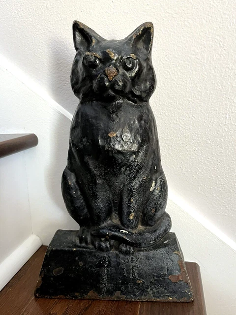 15 pound ANTIQUE VINTAGE 1914 CAST IRON HALLOWEEN CAT DOORSTOP