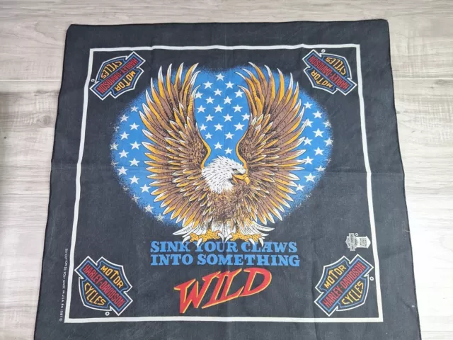 Vintage Harley Davidson Bandana Sink Your Claws Into Something Wild ( Black )