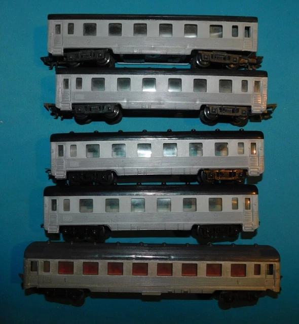 Lot De 6 Wagons Troby Jouef Voiture Inox - État Moyen - Occasion