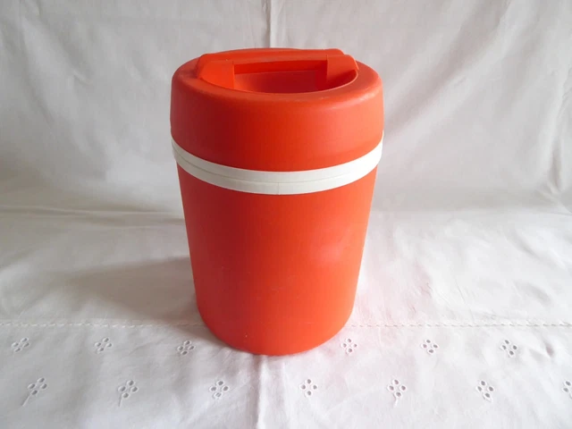 Glacière Isotherme Orange Vintage De Marque MOBIL - Réf 1 - Occasion Fonctionnelle