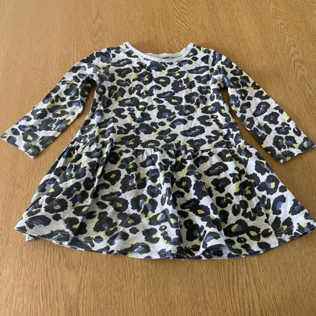 Next Baby Girl Grey Leopard Print Dress Age 9-12 Months