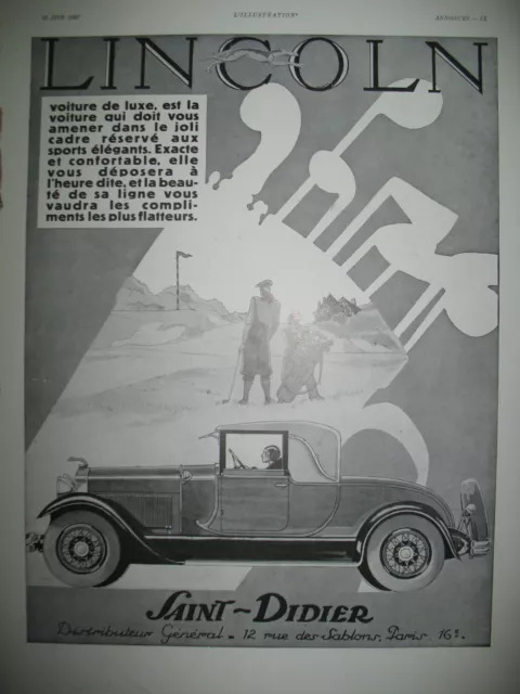 Lincoln Automobile Press Release Saint-Dizier Golf French Ad 1930