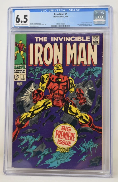 Invincible Iron Man 1 Marvel 1968 CGC 6.5 Gene Colon Origin Retold