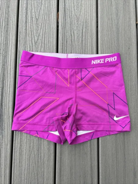 Nike Pro Spandex Shorts Large Pink Black Compression Booty 3” Dri-fit Cute