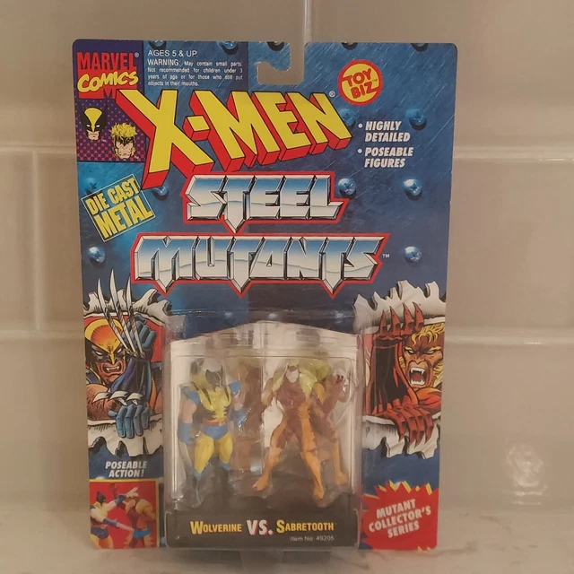 NEW IN BOX 1994 ToyBiz X-Men Steel Mutants Die Cast Meta WOLVERINE VS SABRETOOTH