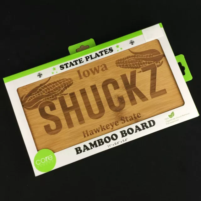 NUEVO Iowa Ojo de Halcón NÚCLEO Tabla de Cortar Queso Bambú Placa de Licencia Estatal Shuckz