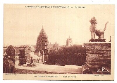 paris,exposition coloniale internationale 1931,temple d'angkor-vat ,lion et tour