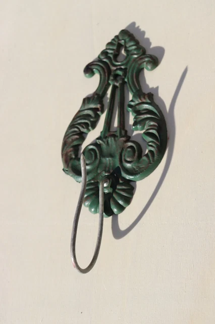 ANTIQUE Green CAST IRON WALL MOUNT RECEIPT HOLDER SPIKE Holder Hook ART DECO