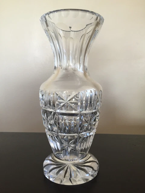 Fine Old American Brilliant Cut Glass ABP Crystal Vase Smooth Art Design NICE