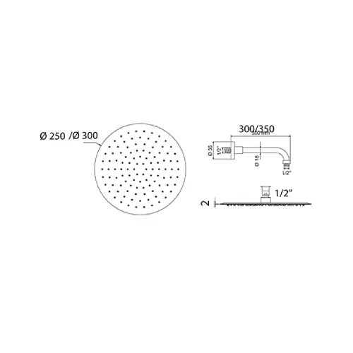 Satz Kopfbrause Dusche Runder Edelstahl Ø 250 MM Und Arm Dusche 350 MM Chrom