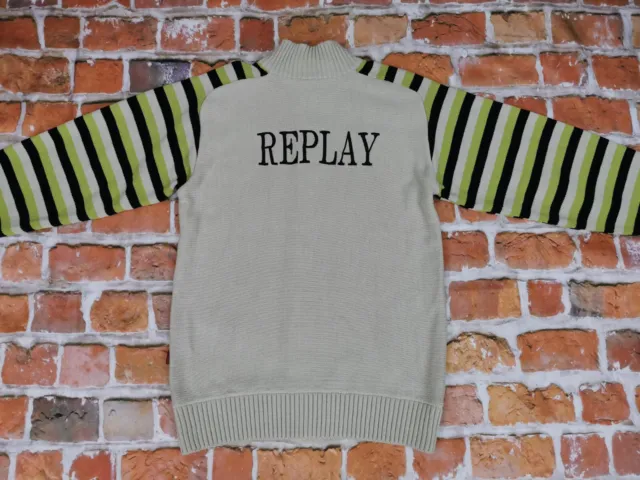 Replay Blue Jeans Marca Vintage Maglione Pullover Lana Neon Tg. : XL Tip Top