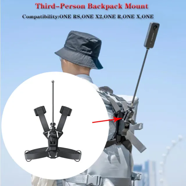 Third-Person Backpack Mount For Insta360 ONE RS/X2/X3/R/X/ONE Action Camera Part