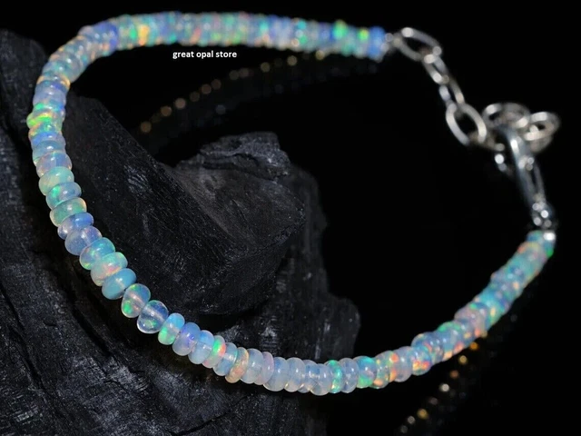 3-4.5 MM Natural Ethiopian Welo Fire Opal Rondelle Beads 8 pouces Bracelet