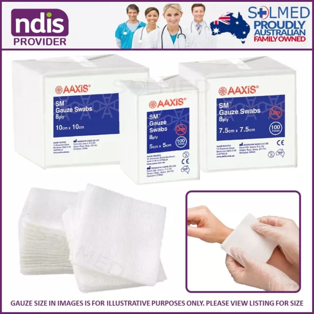 7.5CM x 7.5CM x 8 Ply (PKT 100 x 4) PREMIUM GAUZE SWABS FIRST AID SEE DETAILS