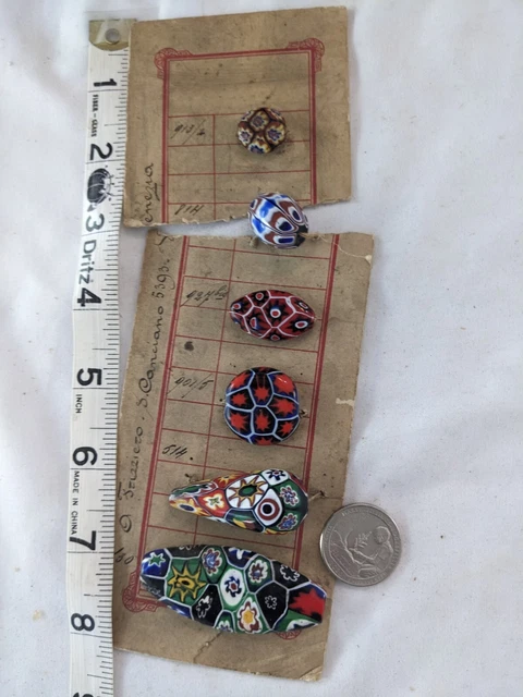 Antique vintage Venitian Murano Millifori Bead lot Salesman Sample Large beads