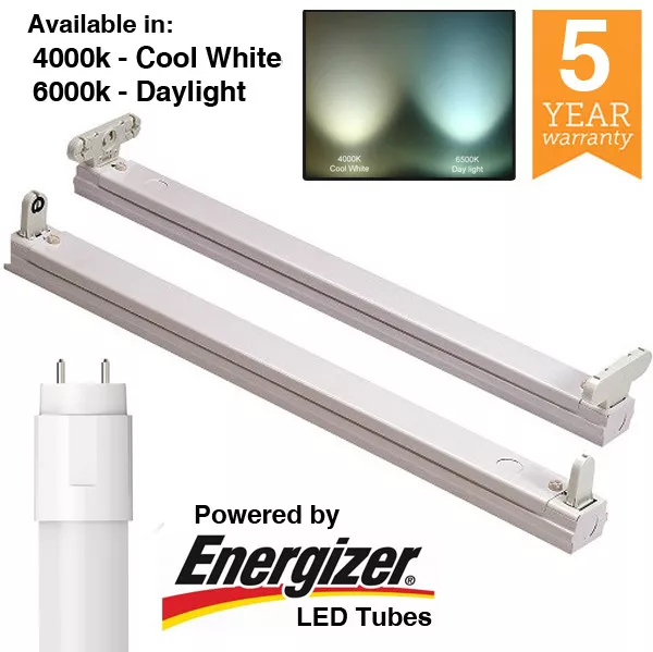LED T8 2ft 4ft 5ft 6ft Single / Twin Batten Fitting Fixture. With / without tube