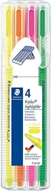 STAEDTLER Triplus Textsurfer Neon Highlighter 4 Pack, Assorted Colours, 362 SB4