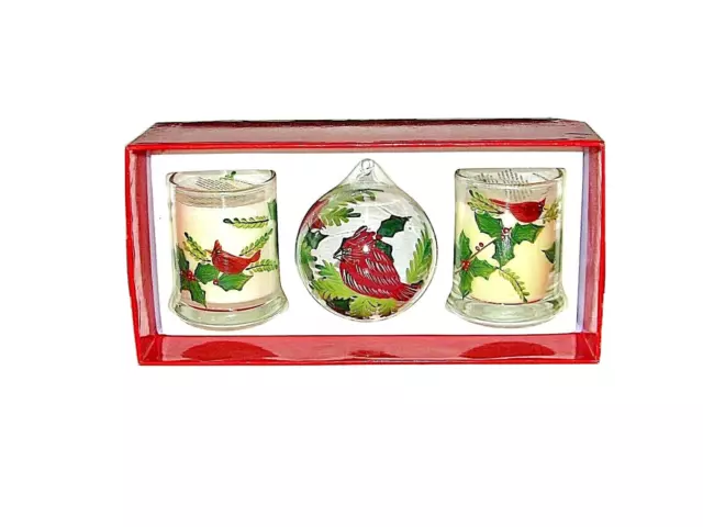 Juego de Cardenales de Navidad Velas de Acebo Rojo Adorno Invierno Blanco Rojo Verde
