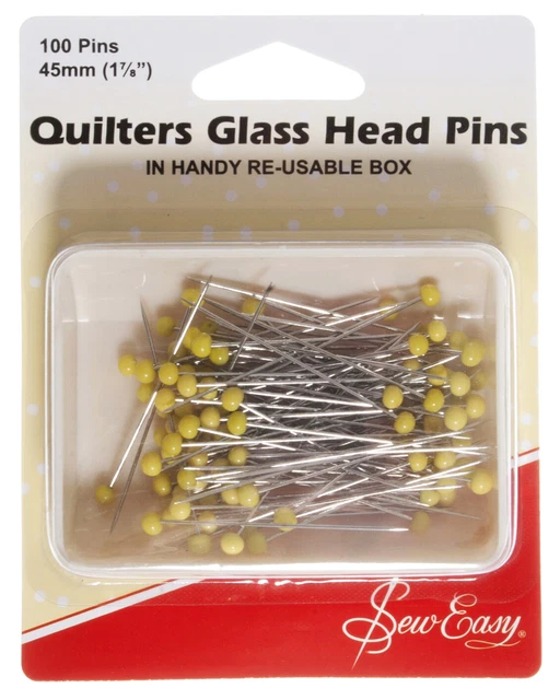 Alfileres de cabeza de vidrio Quilter: 50 mm - por costura fácil - ER308 - CORREO GRATUITO