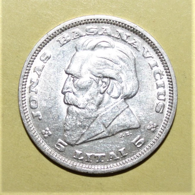 A6 - Lithuania 5 Litai 1936 Uncirculated Silver Coin - Basanavicius *** Scarcer A6 - Lithuania 5 Litai 1936 Uncirculated Silver Coin - Basanavicius *** Scarcer