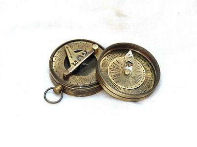 Vintage Nautical Pocket Sundial Compass Antique Brass Dollond London Pocket