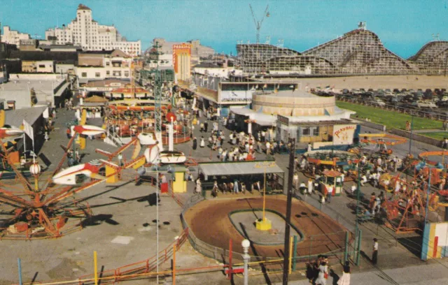 Amusement Park Rides Roller Coaster Long Beach California Postcard 1950's