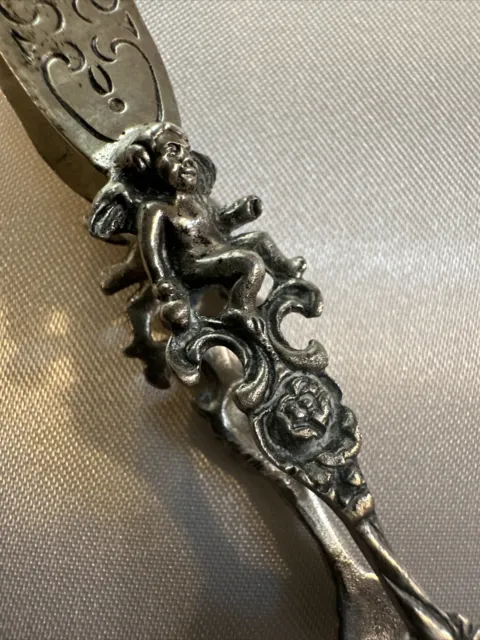 Gorgeous 19th c French silver sugar tongs Putti Angel Delicate