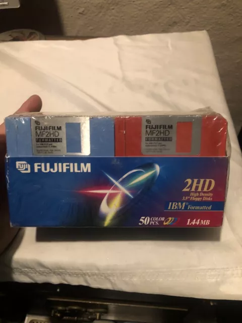 NUEVO IBM 50 FujiFilm MF2HD Formateado 3,5" Disquete Formateado MB Color Paquete de 50