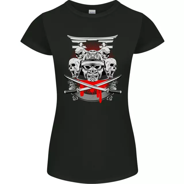 Samurai Teschi Giappone Arti Marziali Mma Donna Minuta Taglio T-Shirt