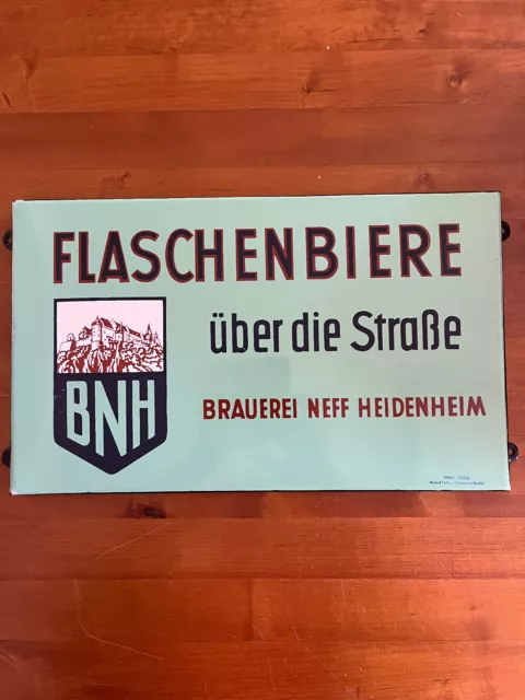 seltenes ,altes Emailschild von BRAUEREI NEFF  HEIDENHEIM