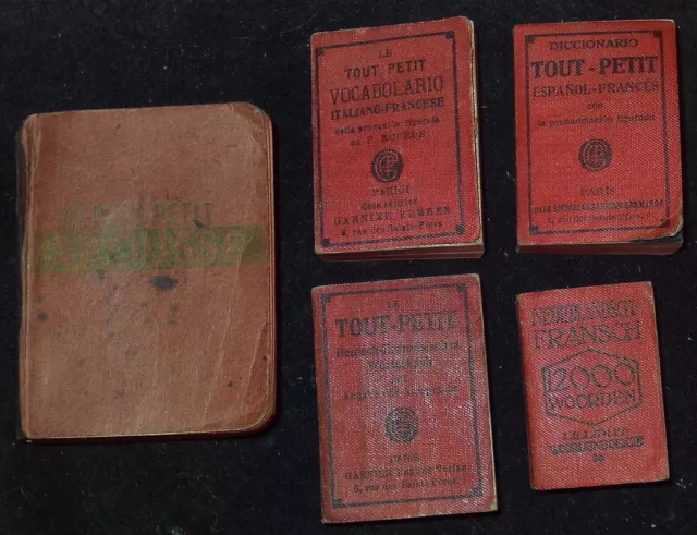 Lot de 5 Mini- dictionnaires anciens miniatures « LE TOUT PETIT »  " LILLIPUT"