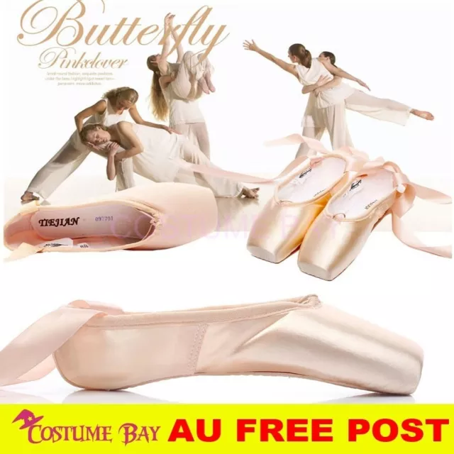 Girls Womens Professional Ballet Dance Toe Pointe Shoes Hard Sole Satin Ribbon