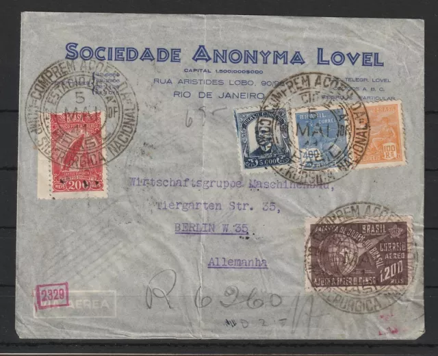 Brasilien Luftpost Firmenbrief Rio de Janeiro - Berlin, Zensur 1941 #1089150
