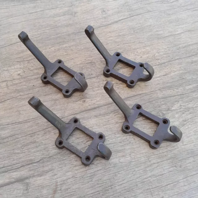 4pcs vtg numbered salvage cast iron coat hat hanger library school swivel hooks