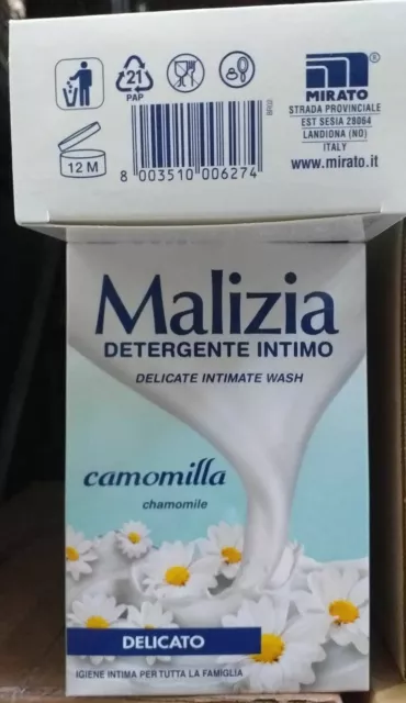 12 pz Malizia Detergente Intimo Camomilla Delicato Igiene per Tutta la Famiglia