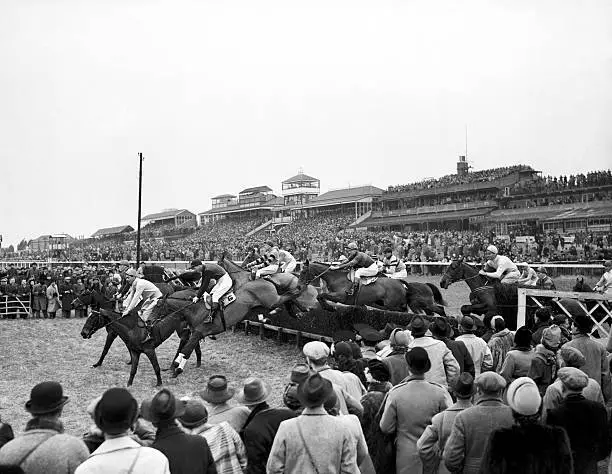Horse Racing Gloucestershire Hurdles Old Historic Photo