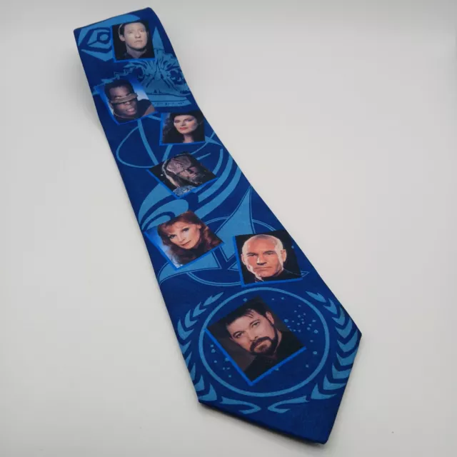 Star Trek Next Generation Crew Necktie Blue Cast Photos 1994 Ralph Marlin Tie